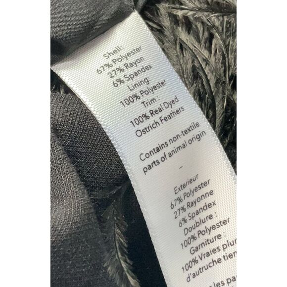 Likely Desi Ostrich Feather-Trimmed Black Jumpsuit Wide Leg Size 4 Revolve - Picture 5 of 5